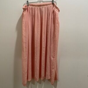 Koret Women Pink Floral Sprig Pleated Elastic Waist Maxi Skirt Plus Size 20W